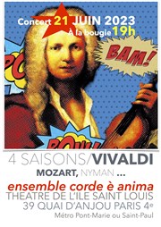 Les 4 Saisons à la bougie : Vivaldi / Mozart / Nyman par l'Ensemble Corde è Anima Thtre de l'Ile Saint-Louis Paul Rey Affiche