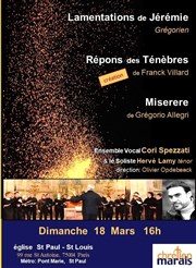 Lamentations & Répons des Ténèbres : Grégorien + Miserere d' Allegri Eglise Saint Paul - Saint Louis Affiche
