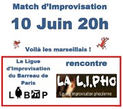 Match d'improvisation théâtrale Ligue Barreau Paris (LIBAP) et Ligue Phocéenne (Marseille) Salle du Patronage Lac du XVme Affiche