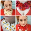 Stage laine feutrée collier de fleurs et bagues - 