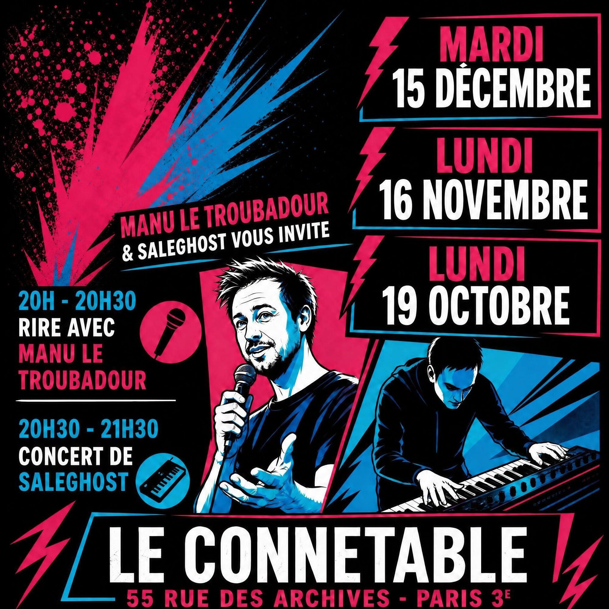 Soirée Double Plateau : Manu le Troubadour en stand up & Saleghost en concert