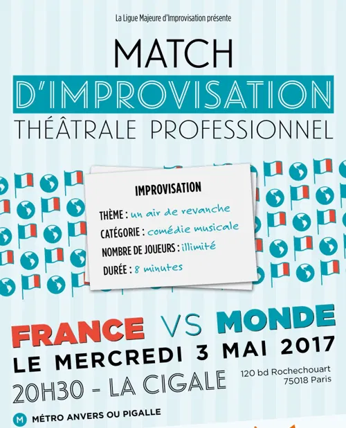 Affiche de Match d'impro professionnel : France vs Reste du Monde