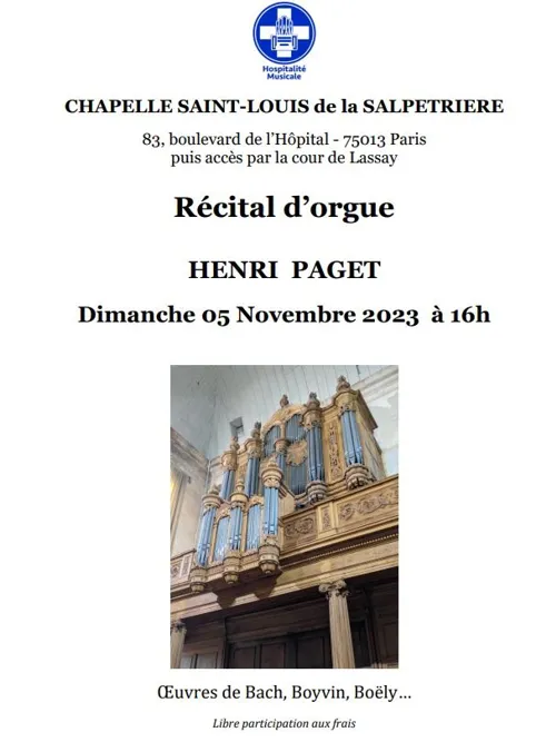 Affiche de Récital d'orgue Henri Paget