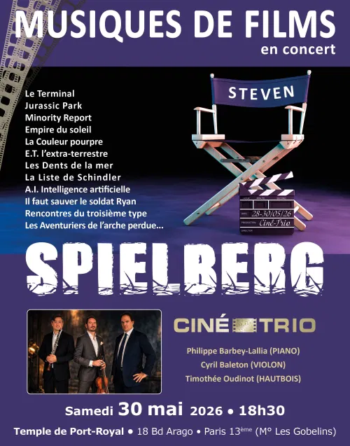 Affiche de Ciné-Trio : Les musiques des films de Steven Spielberg