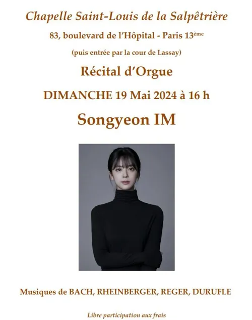 Affiche de Récital d'orgue : Songyeon IM à la Salpêtrière