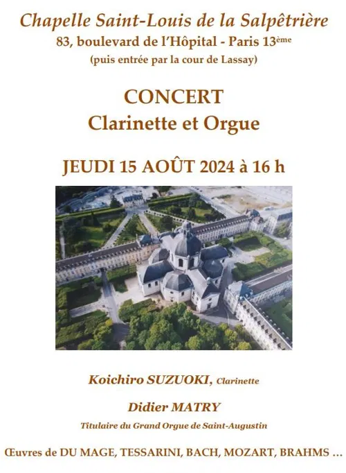 Affiche de Concert clarinette et orgue à la Salpêtrière