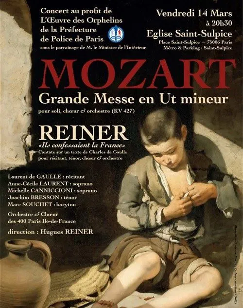Affiche de Grande Messe en Ut mineur de Mozart, Cantate Charles de Gaulle de Reiner