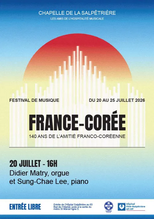 Affiche de Concert orgue et piano pour le 140ème anniversaire de l'Amitié Franco-Coréenne