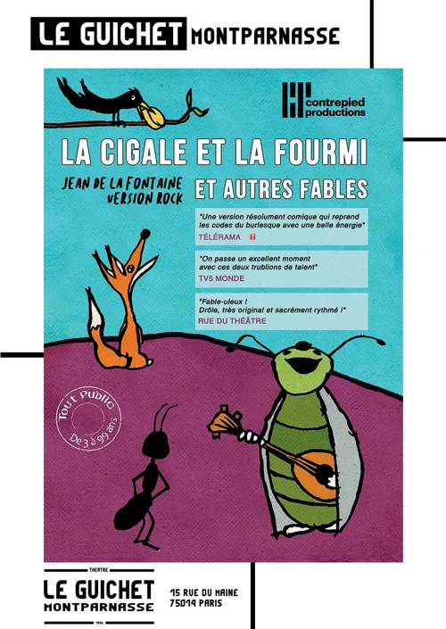 Affiche de La Cigale et la Fourmi et autres Fables Jean de La Fontaine version rock !