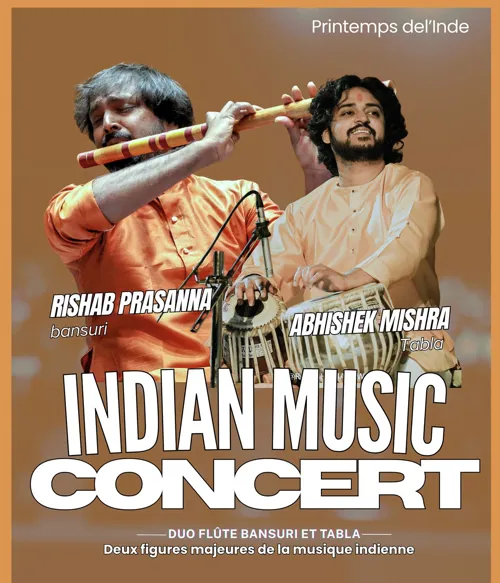 Affiche de Musique indienne Rishab Prasanna (flûte Bansuri) et Abhishek Mishra (tabla)