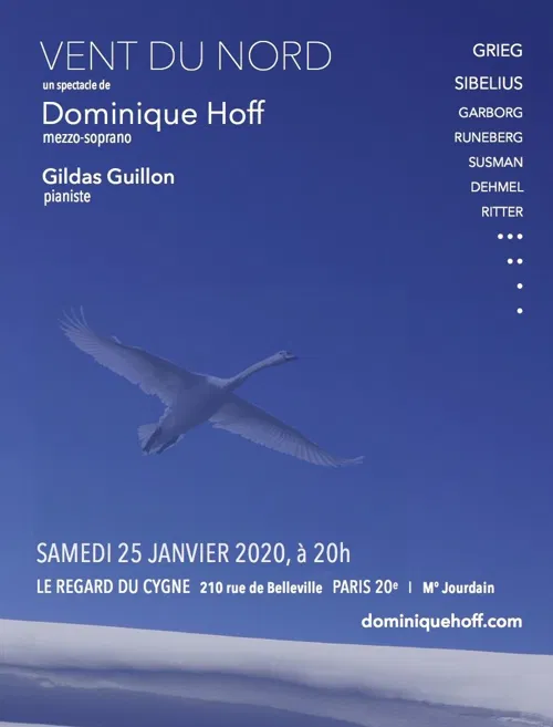 Affiche de Vent du Nord / Grieg Sibelius / Concert Conté de Dominique Hoff