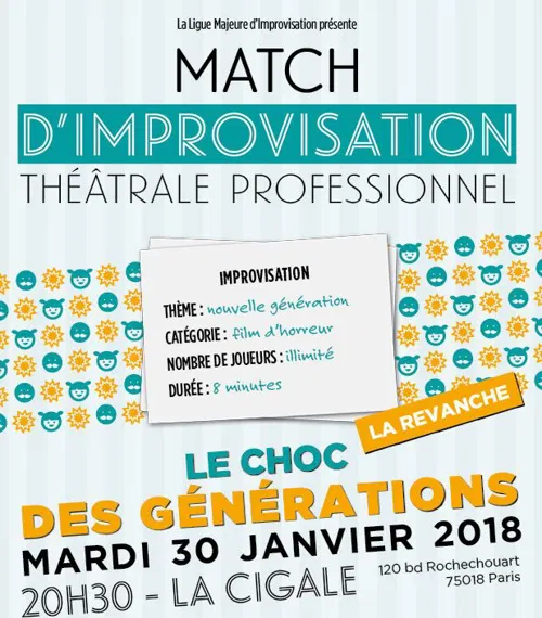 Affiche de Match d'impro professionnel Le Choc des Générations | La Revanche