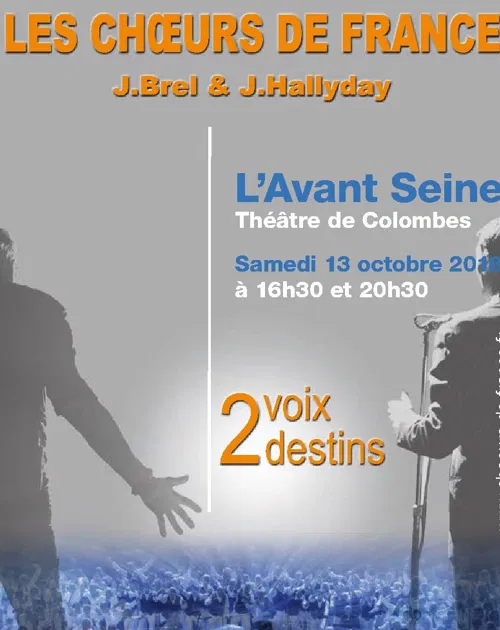 Affiche de J. Brel / J. Hallyday - 2 voix 2 destins