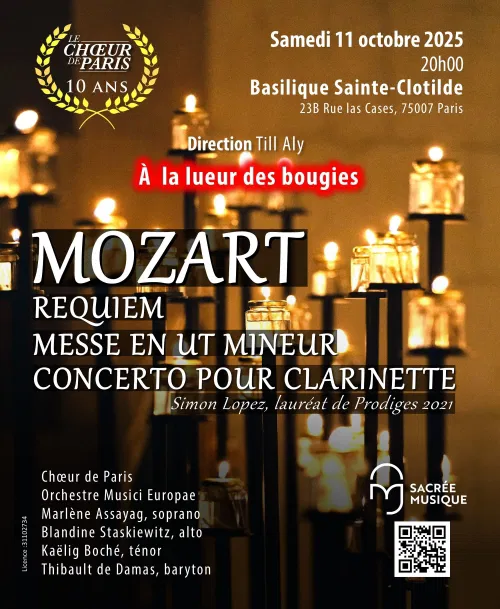 Affiche de Mozart à la lueur des bougies : Le Choeur de Paris fête ses 10 ans !