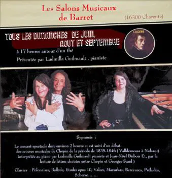 Affiche de Chopin et Sand, Le Duo Mythique rencontre et passion avec le Duo Cziffra pianistes