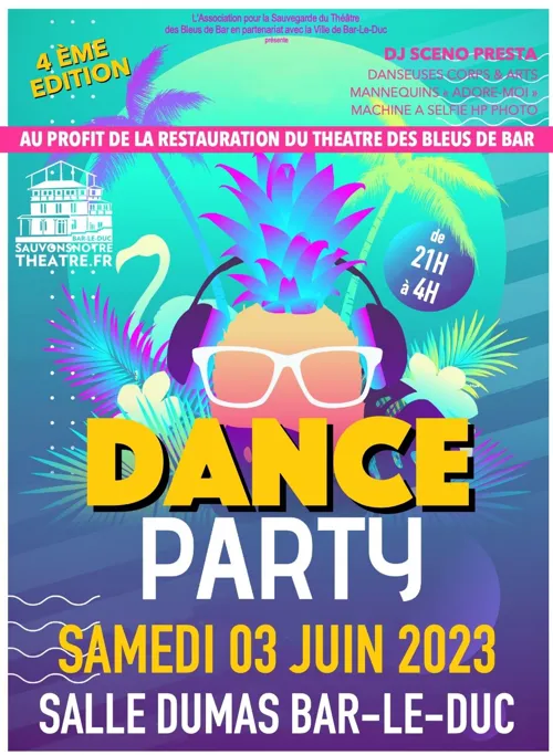 Affiche de Soirée dansante au profit de la restauration du théâtre des bleus de bar