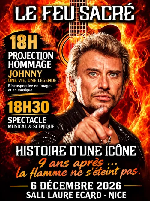 Affiche de Le Feu Sacré, hommage à Johnny Hallyday