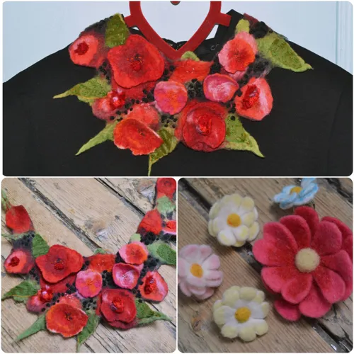 stage collier de fleurs en laine feutrée
