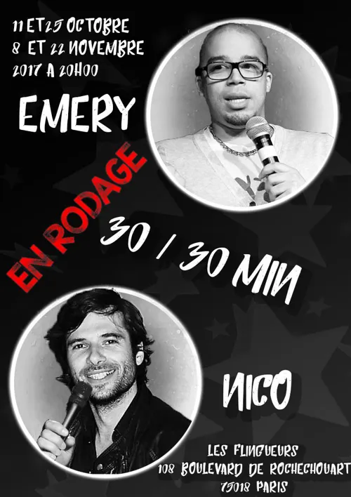 Affiche de Emery et Nico en Rodage