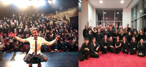 Photo 1 de Un slameur lyonnais et un choeur polyphonique : Eurêka et le Mégaphone !