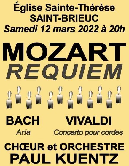 Affiche de Mozart: requiem choeur et orchestre Paul Kuentz | Saint-Brieuc