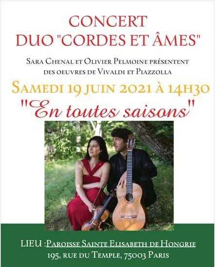 Affiche de Duo cordes et âmes : En toutes saisons | avec les oeuvres de Piazolla et Vivaldi