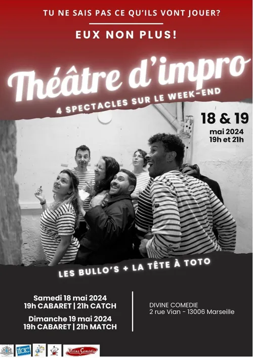 Affiche de Les Bullo's + La Tête à Toto dans Théâtre d'impro