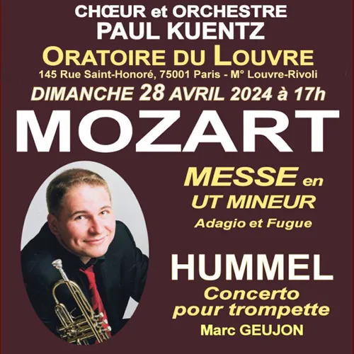 Affiche de Choeur et Orchestre Paul Kuentz : Mozart Messe en Ut mineur, Hummel concerto pour trompette