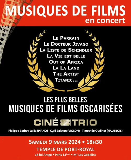 Affiche de Ciné-Trio : Concert n° 60 | Musiques de films Oscarisées