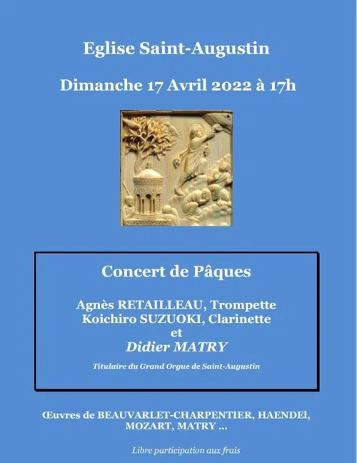 Affiche de Concert de Pâques : Trompette, clarinette et orgue