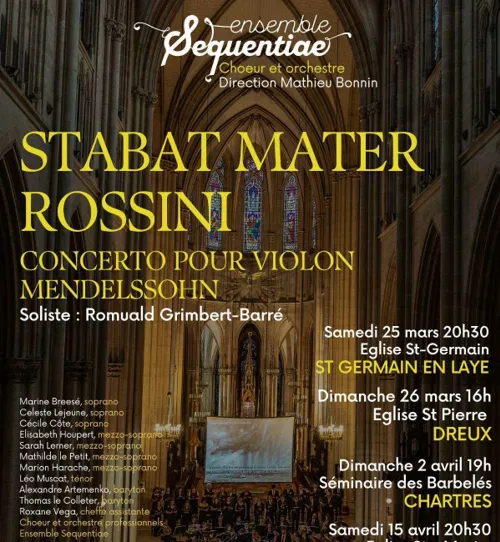 Affiche de Stabat Mater de Rossini et concerto pour violon Mendelssohn