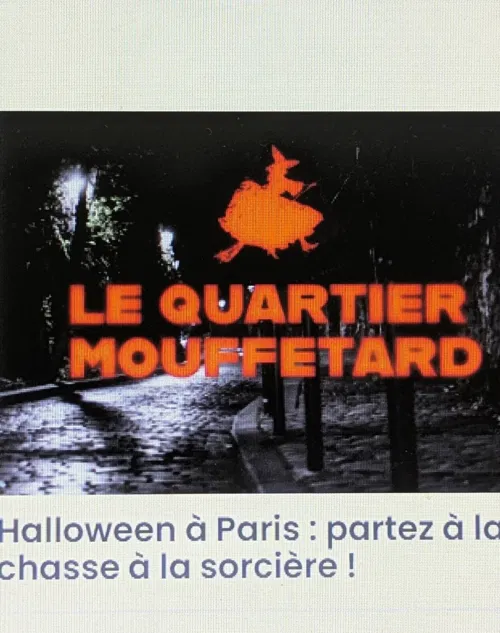 Affiche de Halloween à Paris : partez à la chasse à la sorcière dans le quartier Mouffetard | par Balade-toi