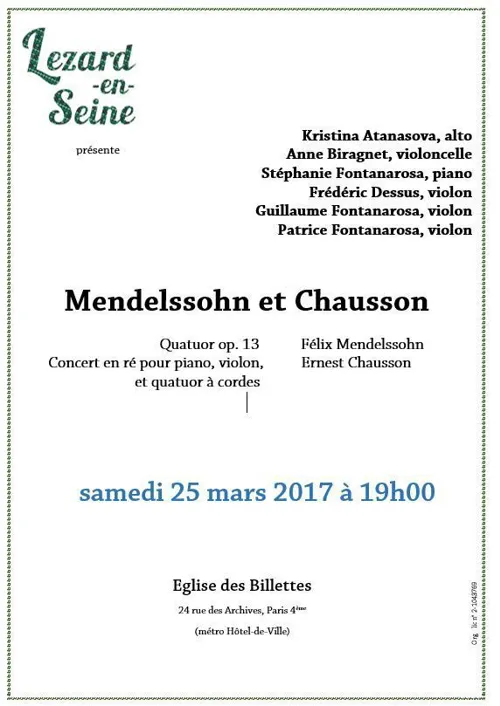 Affiche de Mendelssohn et Chausson
