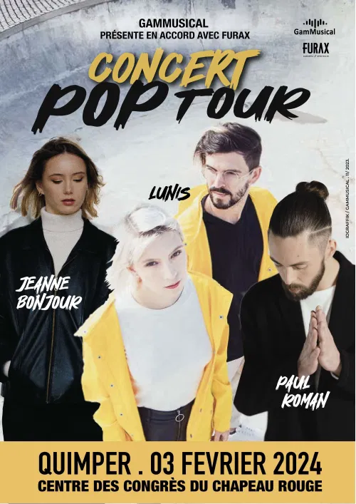 Affiche de Pop Tour Concert Jeanne Bonjour / Paul Roman / Lunis