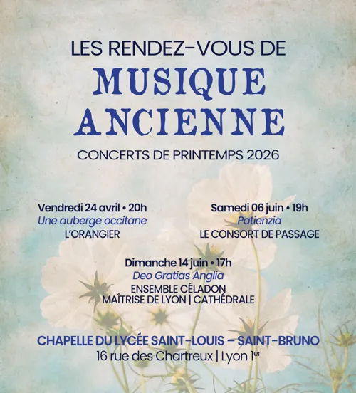 Affiche de Deo Gratias Anglia par l'ensemble Céladon et la Maîtrise de Lyon | Les Rendez-vous de musique ancienne
