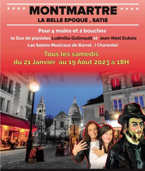 Affiche de Montmartre, La Belle Epoque, Satie pour 4 mains et 2 bouches
