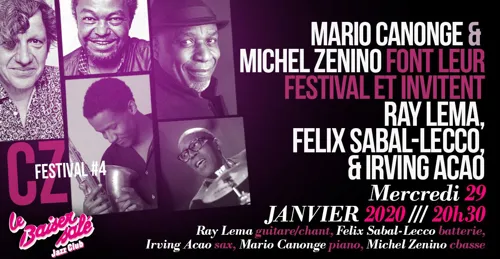 Affiche de Mario Canonge et Michel Zenino invitent Ray Lema, Felix Sabal-Lecco, Irving Acao | CZ4