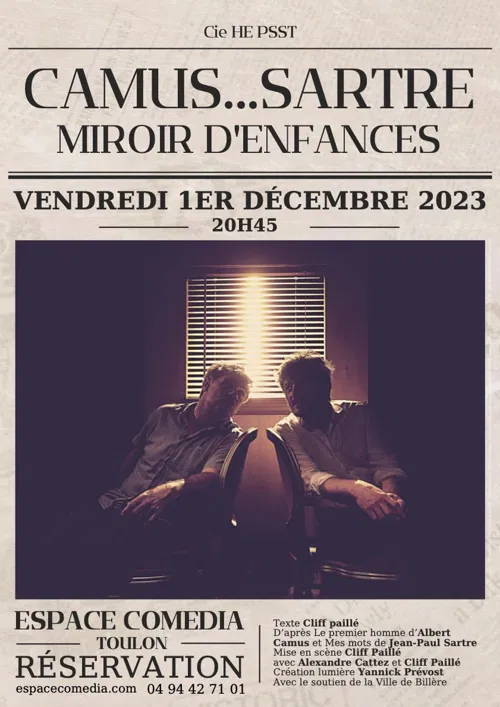 Affiche de Camus ... Sartre : Miroir d'Enfances