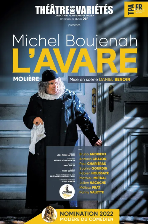Affiche de L'avare | avec Michel Boujenah