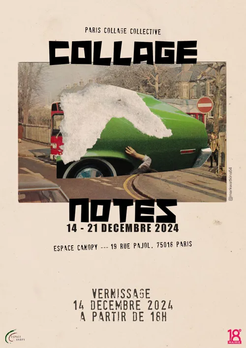 Affiche de Vernissage de l'exposition "Festival du Collage" du Paris Collage Collective