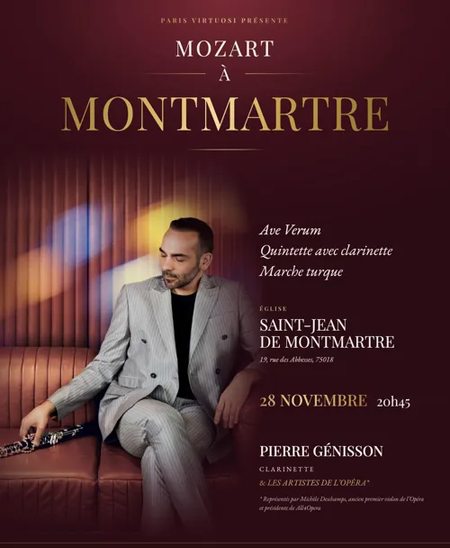 Affiche de Mozart à Montmartre avec les Artistes de l'Opéra et Pierre Génisson