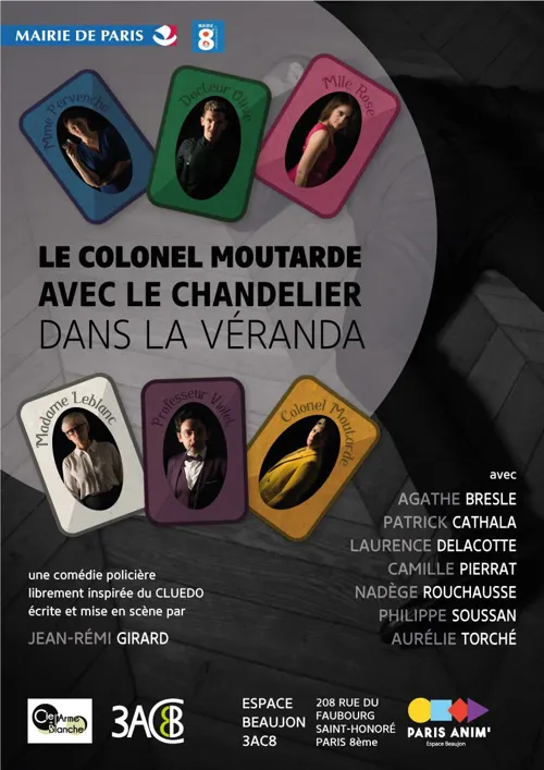 Affiche de Le Colonel Moutarde, avec le chandelier, dans la véranda