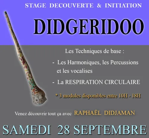 Affiche de Stage découverte et initiation au Didgeridoo