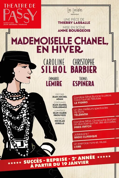 Affiche de Mademoiselle Chanel en hiver | avec Caroline Silhol et Christophe Barbier
