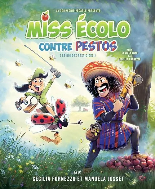 Affiche de Miss Écolo contre Pestos (le roi des pesticides)