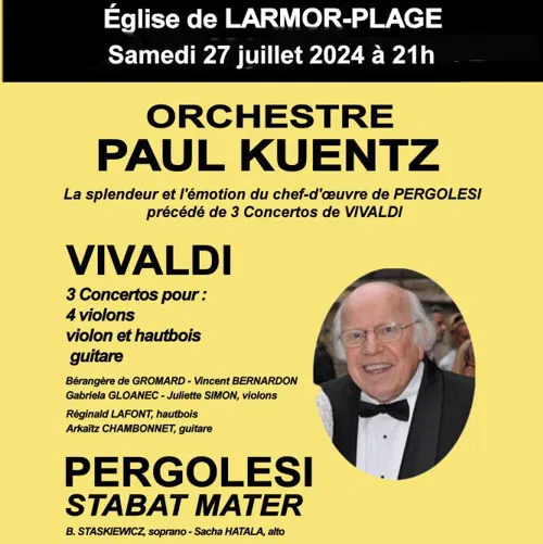Affiche de Orchestre Paul Kuentz : Vivaldi / Pergolesi | Larmor Plage