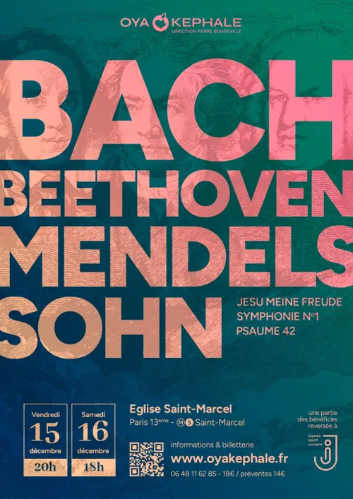 Affiche de Bach, Beethoven, Mendelssohn