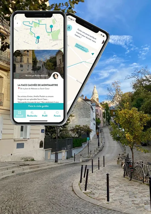 Affiche de La Face Cachée de Montmartre, visite audio-guidée sur smartphone
