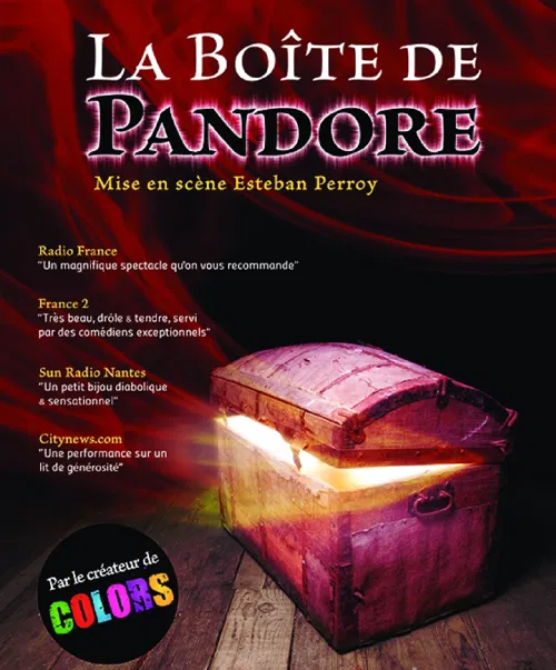 Affiche de La Boîte de Pandore, le spectacle d'impro par le créateur de Colors