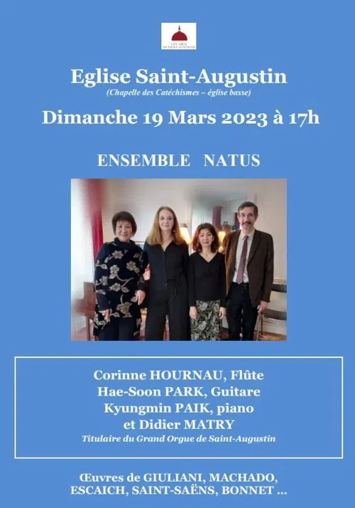 Affiche de Flûte, Guitare, Piano et Orgue à l'Eglise St-Augustin